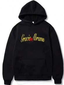 Gracie Abrams 2025 Tour Hoodie - Navy Blue Star & Geometric Graphic Streetwear Pullover, Unisex Regular Fit Machine-Washable Casual Sweatshirt, Everyday Comfort, Hooded Pullover, Durable Fabric, Lounge Wear, Y Sweatshirt, Quality Sweatshirt, Pullover Sweatshirt, Young Adults,Fall Hoodies,Men's Fall Clothes,Street Wear,Halloween,Mens Hoodies,Y2k Clothes,Jesus Hoodie,Thanksgiving Day,Nightmare Before Christmas,Christmas - 黑色 - 查看 1