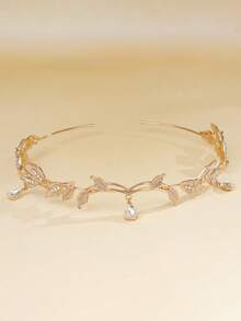 1 قطعة شريط شعر على شكل ورقة مرصع بالراين على طراز الأميرة للبنات، مناسب للارتداء اليومي، الحفلات، أعياد الميلاد، الرقص، عروض المدرسة، المنصة، التصوير الفوتوغرافي، إكسسوار شعر أنيق وجميل