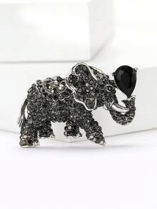 Vintage Rhinestones Elephant Brooch - Elegant Crystal Animal Pin For Friends Party/Banquet Gift Accessory Decoration & Good Luck Gifts - The Elephant (1777) - View 18