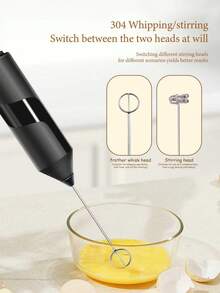 1 Set Handheld Milk Frother With 2 Detachable Milk Frother Heads, Powerful Milk Frother