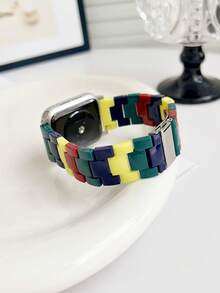 1 pieza Correa de Apple Watch, correa de Apple Watch para hombres y mujeres con bloques de construcción de dopamina, compatible con Apple Watch 40/41/42/44/45/46/49/38mm, adecuado para Apple Watch Series 10/9/SE/8/7/6/5/4/3/2/1 Ultra3/2/1, nueva correa de muñeca creativa y linda de dibujos animados, accesorios de banda inteligente, verano, transpirable, ligera