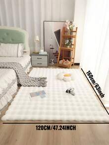 1pc Plush Rectangular MinimalistCamel Color Cozy Fluffy Soft Cleaning-Friendly Decorative Carpet, Suitable ForBedroom, Living Room, Sofa, CoffeeTable, Walk-In Closet, Vanity Area,Futon, And Tea Room - White - View 2