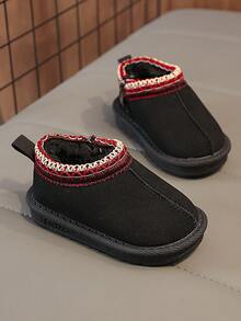 1 Pair Baby Snow Boots, Fabric Upper, Soft, Comfortable, Lightweight, Convenient Zipper Closure, Suitable For Indoor, Outdoor, Play, Holidays And Other Occasions