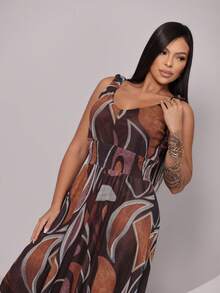 Women's Tulle Tank Top Jumpsuit With A Waistband - 黑色 - 查看 2