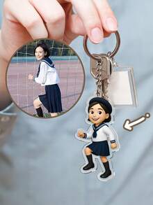 1pc Customized Cartoon Photo Keychain, Acrylic Photo Keychain, Personalized Photo Gift, Unique Gift For Boyfriend/Girlfriend, Husband/Wife, Dad/Mom, Valentine's Day, Birthday, Baby Anniversary, Father's Day, Mother's Day, Couple Gift, Personalized Keychain | Anniversary Gift | Gift For Him | Gift For Her | Christmas Gift | Customized Logo Keychain