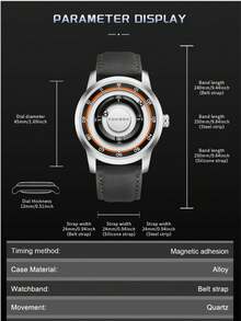 Foxbox Men's Quartz Watch Retro Cool Dial Display Design Blind Touch Waterproof Rotating Magnetic Bead Watch
