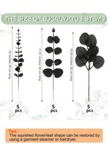 30 片桉树叶茎带果实，万圣节人造绿植，适用于婚礼花瓶花束插花家居装饰 - 黑色 - 查看 7