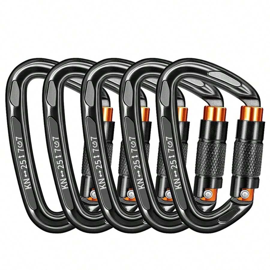 Mosquetones De 5 Piezas De 25 Kn Para Cuerdas De Aparejo. - Negro - Ver 1