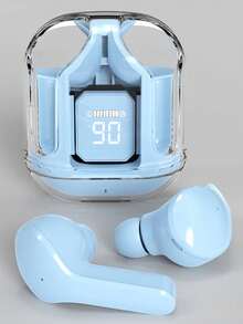 STSEarConect A Pair Of Transparent TWS Wireless Earphones, Stereo Wireless Earphones With LED Battery Display Screen, Type-C Charging Case, Compatible With All Smartphones, Suitable For Gaming, Music, Outdoor Sports/Business, Adult Use, Condenser Microphone, Rechargeable Battery, Polymer Lithium-Ion