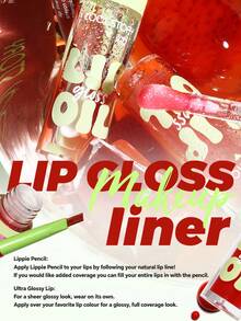 Lip Liner & Lip Oil Combo - Waterproof & Smudge-Proof Lip Liner, Moisturizing Lip Oil, Defines Contours & Nourishes Lips, Matte & Glossy Finish For 3D Lips