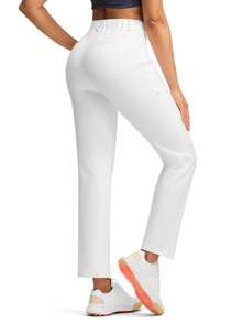 Women's Golf Pants Fleece Lined Stretch Travel Pant With Zipper Pockets Slim Dressy Business Work Casual Slacks Black - trắng - Xem 3