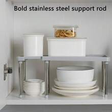 Expandable Shelf Organizer, Spice Rack Organizer, Expandable Drainage Trough Storage Rack, Layered Rack, Suitable Expanding 31 - 61cm, Suitable Kitchen, Living Room, Bathroom - Initial - View 7