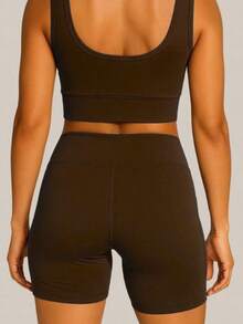 BLACKOUT POLYAMIDE SHORTS WITH POCKET - Rust Brown - View 3