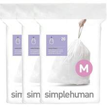 simplehuman Code - Paquete de unidades, bolsas de basura con cordón, 30-35 litros, 8-9 galones, color blanco - Código F - Ver 1