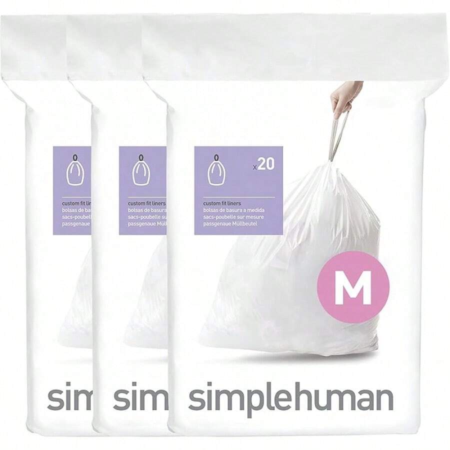 simplehuman Code - Paquete de unidades, bolsas de basura con cordón, 30-35 litros, 8-9 galones, color blanco - Código F - Ver 1