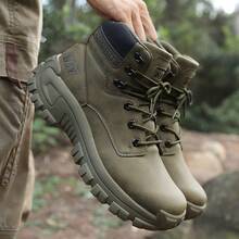5.AA Men's Desert Jungle Hiking Boots, Zipper Tactical Boots, Lightweight Non-Slip High Top Boots For Mountaineering Hunting Exploration - Army Green - View 4