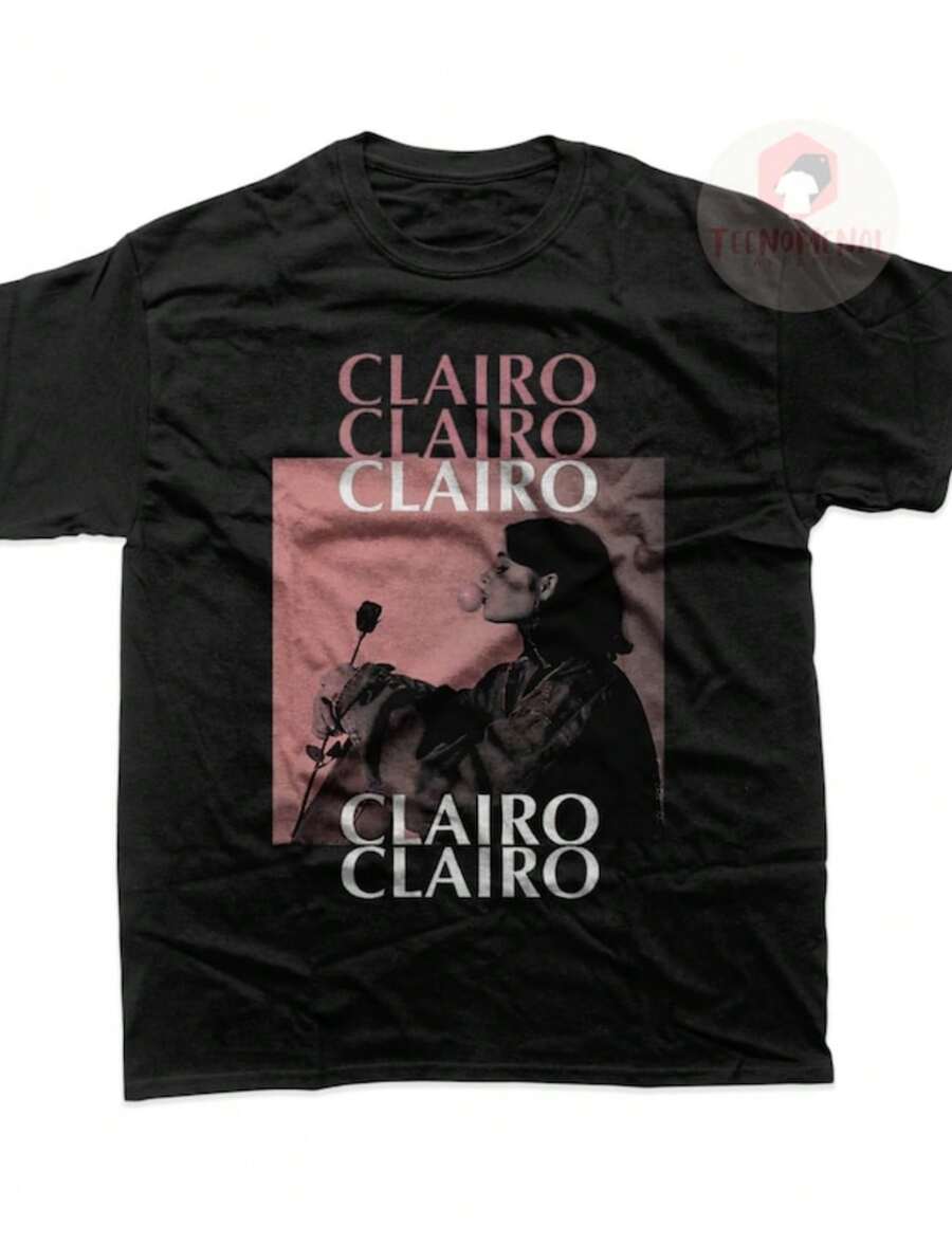 Clairo Graphic Typography Crew Neck T-Shirt Relaxed Cut Short Sleeve Y2k Casual Wear Tops Plus Size Clothes Suitable For Spring And Autumn Machine Wash For Business Casual And Outdoor Hangouts - 黑色 - 查看 1