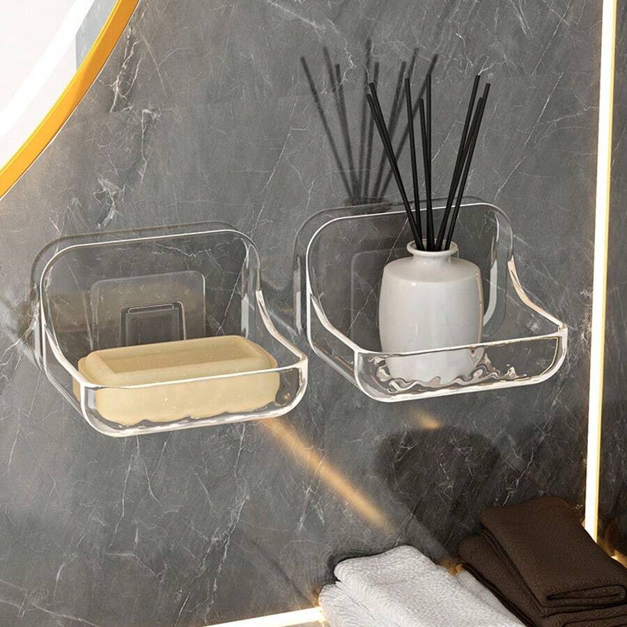 Wandmontierter Seifenhalter mit Saugnapf, kreativer Abtropfhalter für Badezimmer & Toilette - Verschiedenfarbig - Übersicht 1