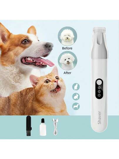 Pet Grooming Clippers With LED Light, Dog Nail Clippers And Electric Pet Grooming Scissors Precision Pet Nail Trimmer For Cats And Dogs Pet Hair Clippers