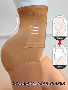 Braga Faja Tiro Alto Cierre Hebilla.Control Abdomen, Levanta Glúteos, Afina Muslos. - Albaricoque - Ver 3