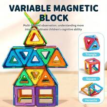 Children's Magnetic Building Blocks Set - Creative DIY Assembly Toy, Enhances Hand-Eye Coordination, Promotes Brain Development, Suitable For Boys And Girls, STEM Creative/Educational Toy, Suitable For 3-6 Years Old Children, Holiday Birthday Gift - Multicolor - View 7