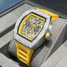 ONOLA JN302 Fashion Men's Barrel Shaped Mechanical Watch With Automatic Chain Hanging Hollow Tourbillon, Shining Decoration, Ideal Gift For Men