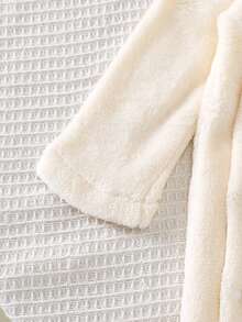 男婴户外秋冬新款小熊刺绣抓绒连帽连体衣 - 杏色 - 查看 6