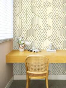 1 rouleau de papier peint adhésif or et beige, papier contact géométrique à rayures hexagonales, papier peint amovible et auto-adhésif, papier vinyle imperméable pour armoires, étagères, tiroirs, rénovation de chambre, stickers muraux, décoration murale, décoration d'intérieur