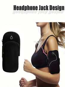 Water-Resistant Running Armband With Phone Holder & Earphone Jack, Lightweight Sports Arm Pouch With Adjustable Strap For Jogging, Gym, Cycling, Hiking, Camping, Travel, Outdoor Workout, Daily Commute, Summer Fitness, Holiday Essentials, Gift For Men & Women