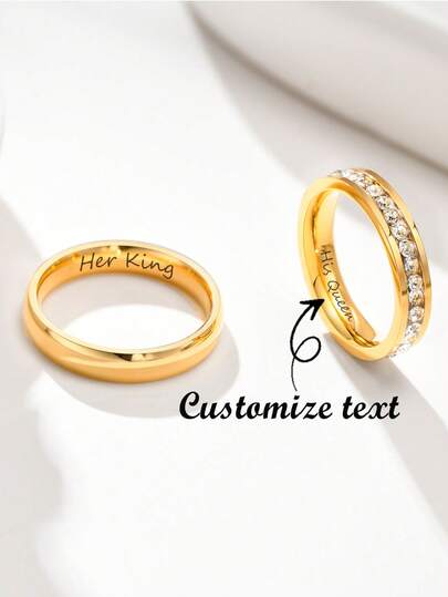 1 pieza Anillo de pareja personalizado de acero inoxidable chapado en oro de 18K, diseño minimalista con nombre personalizado, adecuado para parejas, Día de San Valentín, Aniversario, Acción de Gracias, Navidad