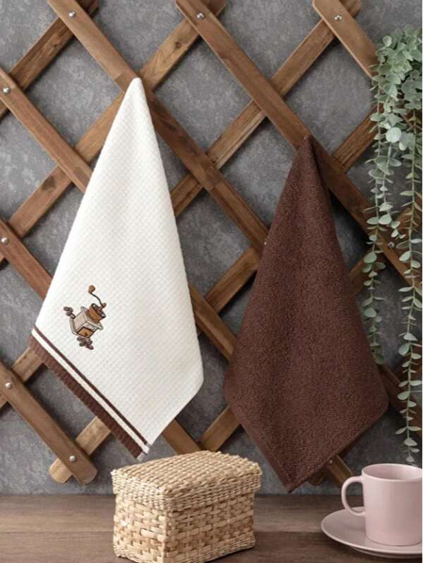 2-Pack 100% Cotton Kitchen Towels – 40x60 Cm | Soft Texture, Highly Absorbent, Dual-Sided Towels – MADE IN TURKEY