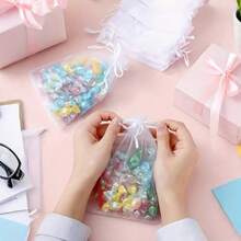 5/10/20/50/100 Piezas Bolsas de gasa de colores múltiples, bolsas de embalaje de regalo, bolsas de regalo, artículos del hogar y de uso diario, bolsas de almacenamiento de nailon, suministros para festivales y fiestas, suministros para bodas, embalaje de decoración de regalos, bolsas de embalaje para hornear, embalaje de joyas y accesorios, bolsas de regalo colgantes, bolsas de cordón para regalos de cumpleaños, bolsas para banquetes de bodas - Blanco - Ver 2