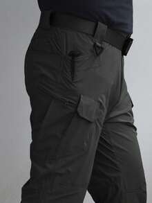 Mens Waterproof Cargo Pants Elastic Multiple Pocket Military Male Trousers Outdoor Joggers Pant Plus Size Tactical Pants Men - 黑色 - 查看 2