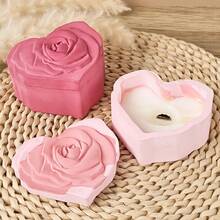Heart Jar Resin Mold With Rose Lid Epoxy Resin Storage Box Casting Mould DIY Jewelry Trinket Candy Container Silicone Moulds Epoxy Concrete Cement Plaster Planter Candle Vessel Craft Molds