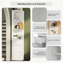 Librero, Esquinero de Madera, Librero Organizador con Cajones y Mueble Multifuncional, Librero Esquinero, Mueble Organizador Fcil de Instalar, Librero Minimalista para Sala, Estudio Blanco - Blanco - Ver 5