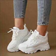 Women's Increased Height Retro Chunky Sneakers, Spring/Autumn 2025 New Fashion Sneakers, Versatile Platform High Heels, Suitable For Petite Women - White - View 11