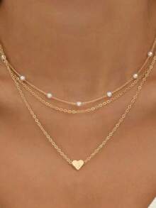 1 chiếc vòng cổ mạ vàng 18K phong cách cổ điển thanh lịch với trang trí ngọc trai giả và mặt dây chuyền tua rua - Thích hợp để đeo hàng ngày và những dịp đặc biệt - Vàng - Xem 8