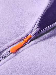 Áo khoác nỉ nữ ngoài trời, áo khoác lông cừu màu trơn cho mùa thu/đông, trượt tuyết. - Màu tím  Violet - Xem 5