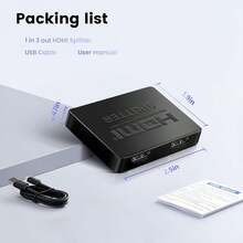 HDMI Splitter 1 In 2 Out. HDMI Splitter 1 In 3 Out.HDMI Splitter 1 In 4 Out.4K HDMI Splitter 1X4 Mirror Screen, USB Power Splitter 1 Input 4 Output Support 4KX2K, 1080P@60Hz, 3D, HDR, 1 Source To 4 HDMI Displays - HD 1X2 - View 7
