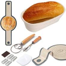 Banneton Bread Proofing Basket Sourdough Bread Baking Supplies, Sourdough Starter Kit With 9" Round Banneton Baskets, Bread Lame, Sling, Dough Whisk - Multicolor - View 9