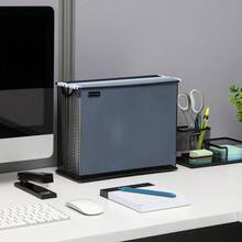 Almacenamiento Vertical de Archivos Mind Reader, Organizador de Escritorio, Archivos Colgantes, Oficina, Malla Metálica, 12.25 L x 5.5 x 10 H, Negro - Moderno - Ver 2