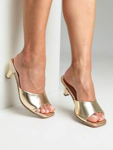 Women's Sandals With Thin Heels And Medium Heels, Social Clogs, Fashion Blogger - 金色 - 查看 1