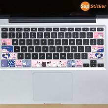 SUPSTICKER 1 pieza Pegatina para teclado, 4.01*4.72 pulgadas, diseño de cielo estrellado y gato de dibujos animados, adecuado para teclado de 13.3" Air, material de vinilo autoadhesivo, fácil de aplicar y retirar, protege el teclado del portátil de arañazos - Multicolor - Ver 8