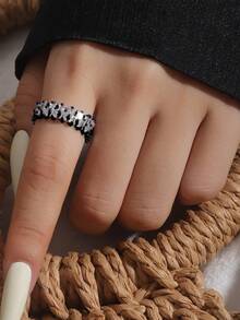 Bộ 5 nhẫn đính đá Cubic Zirconia khảm đồng thanh lịch, thời trang đơn giản, thích hợp cho đám cưới, tiệc tùng, quà tặng ngày lễ, cô dâu, Halloween, phụ nữ - Màu Đen Súng - Xem 7