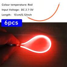 6pcs LED Flexible Filament Strips, 130mm/300mm Size Options, Red Light, Warm Color Temperature, DIY Design, DC3V Power Supply (Battery Not Included), Essential For Birthday Party, Christmas Holiday Atmosphere!