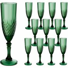 Plastic Champagne Flutes, Dark Green Plastic Wine Glasses Goblets Reusable Champagne Flute For Weddings, Bachelor Parties, Toasting, And Events - Giáng sinh xanh - Xem 8