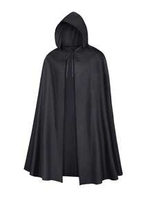 万圣节十字军斗篷中世纪圣殿骑士角色扮演斗篷 - 黑色 - 查看 3