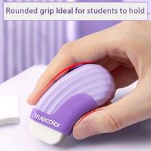 1 Set Curved Handle Erasers, Comfortable For Students, No Residue, Replaceable Eraser Heads