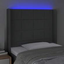 vidaXL Headboard LED 103x16x118/128 Cm Fabric Dark Gray - Dark Grey - View 5