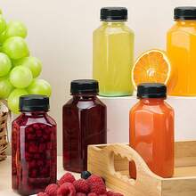 6pcs Reusable Plastic Juice Bottles, Transparent Large Capacity Beverage Containers With Black Lids, Suitable For Juice, Milkshake, Tea, Milk, Fruit & Vegetable Juice, Smoothie, Water And Other Drinks, Refrigeration Storage - Multicolor - View 7